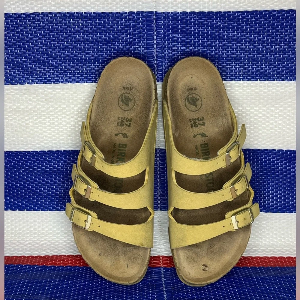 Women’s - Birkenstock Florida Vegan Three Strap Tan Latte Sandals Size 6 Shoes